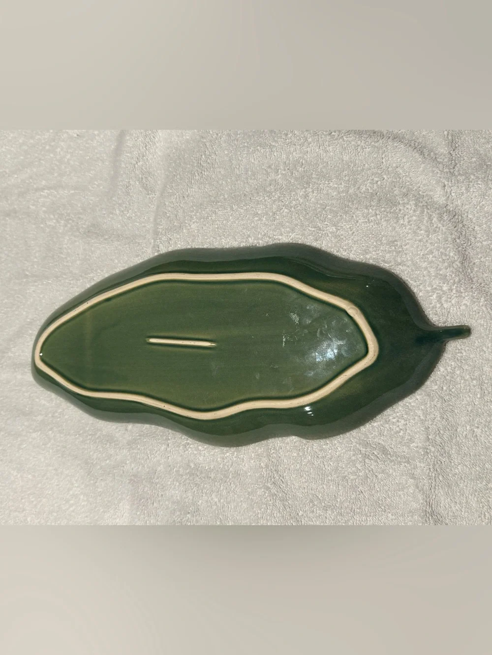 Green Ceramic Banana Leaf Serving Platter